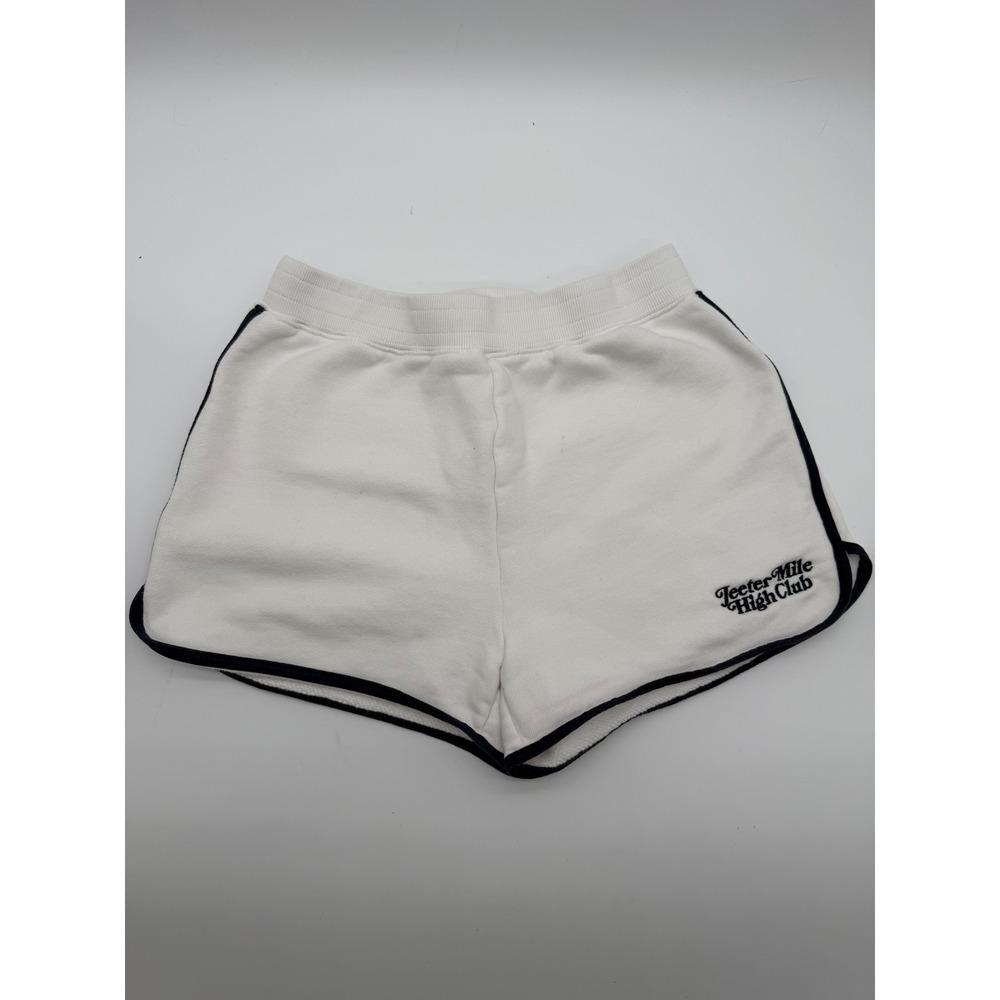 Jeeter Mile High Club Womens White Dolphin Shorts Navy Trim XS Streetwear Lounge